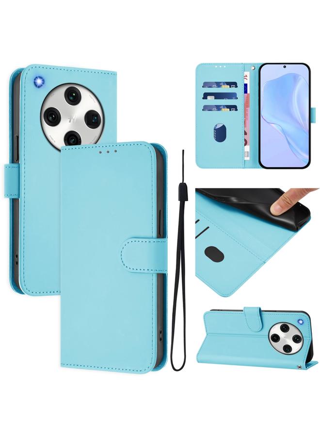 S-TOP Case For OPPO Find X8 Pro Skin Feel Solid Color Leather Phone Case with Lanyard - Image 1