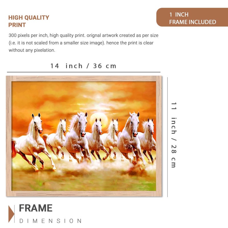 kotart Seven Lucky Running Vastu Horses Wall Art Framed Painting for Living Room Bedroom Office seven horses vastu painting for Wall Decoration 11 x 14 inch Wall Painting 13 - Image 3