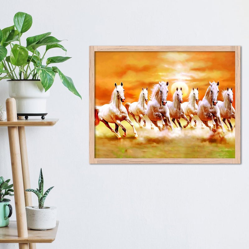 kotart Seven Lucky Running Vastu Horses Wall Art Framed Painting for Living Room Bedroom Office seven horses vastu painting for Wall Decoration 11 x 14 inch Wall Painting 13 - Image 5
