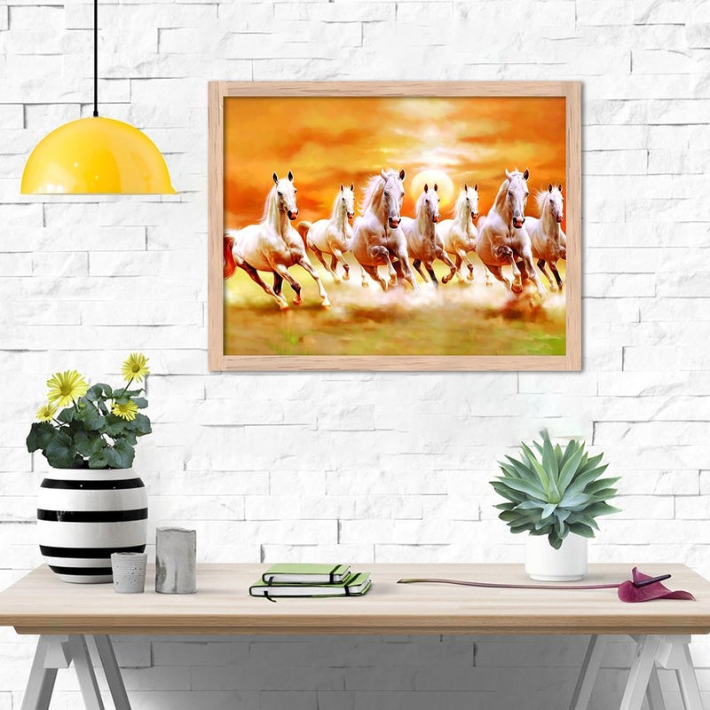 kotart Seven Lucky Running Vastu Horses Wall Art Framed Painting for Living Room Bedroom Office seven horses vastu painting for Wall Decoration 11 x 14 inch Wall Painting 13 - Image 4