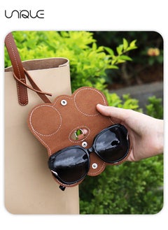 Unique Soft Leather Sun Glasses Bag - Leather Glasses Case Holder Portable Slim Sun Glasses Pouch Soft Eyeglasses Bag -Sun Glasses Bag With Button Clip Wrist Strap (Black)  - Image 5