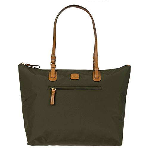 Bric's X-Collection Sportina Tote Bag – Large Water-Resistant Nylon Tote with Detachable Pouch for Travel, Work, Beach, Olive - Image 1
