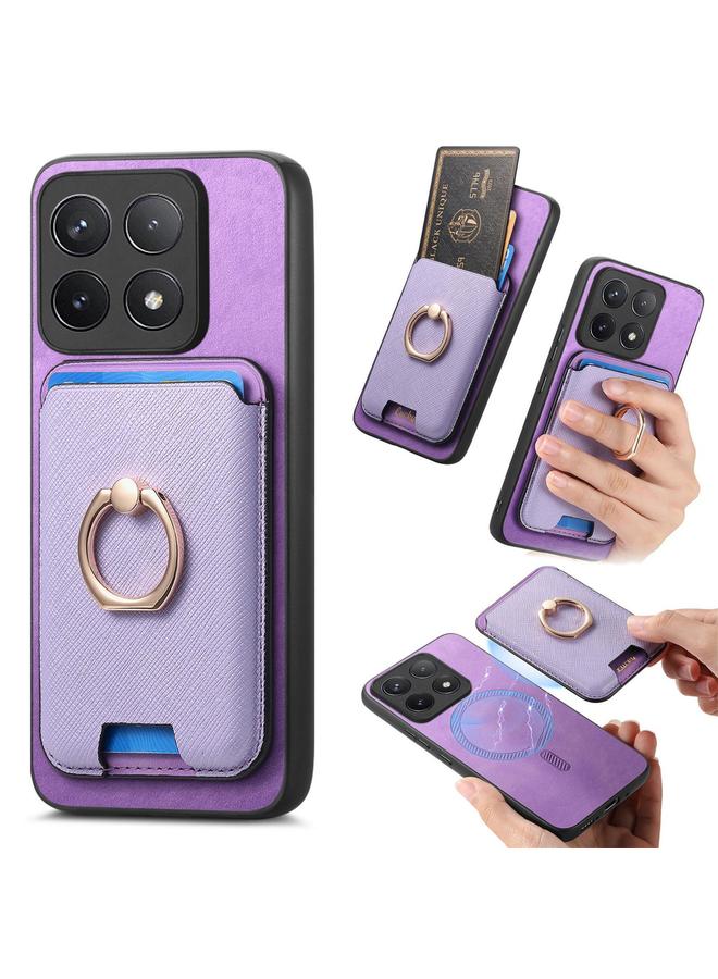 S-TOP Case For Redmi K70E / Poco X6 Pro 5G Retro Cross Leather Ring Vertical Insert Card Bag MagSafe Phone Case - Image 1