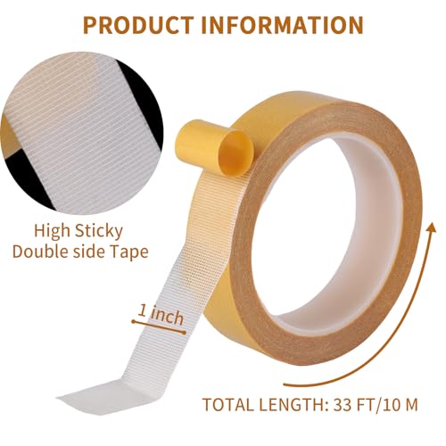 Kwtpsg Double Sided Fabric Tape Heavy Duty,Double Stick Carpet Tape,Fabric Tape Multifunctional Double Sided 1Inch x 33FT High Stickness Strong 2 Sided Tape 1 Rolls - Image 2