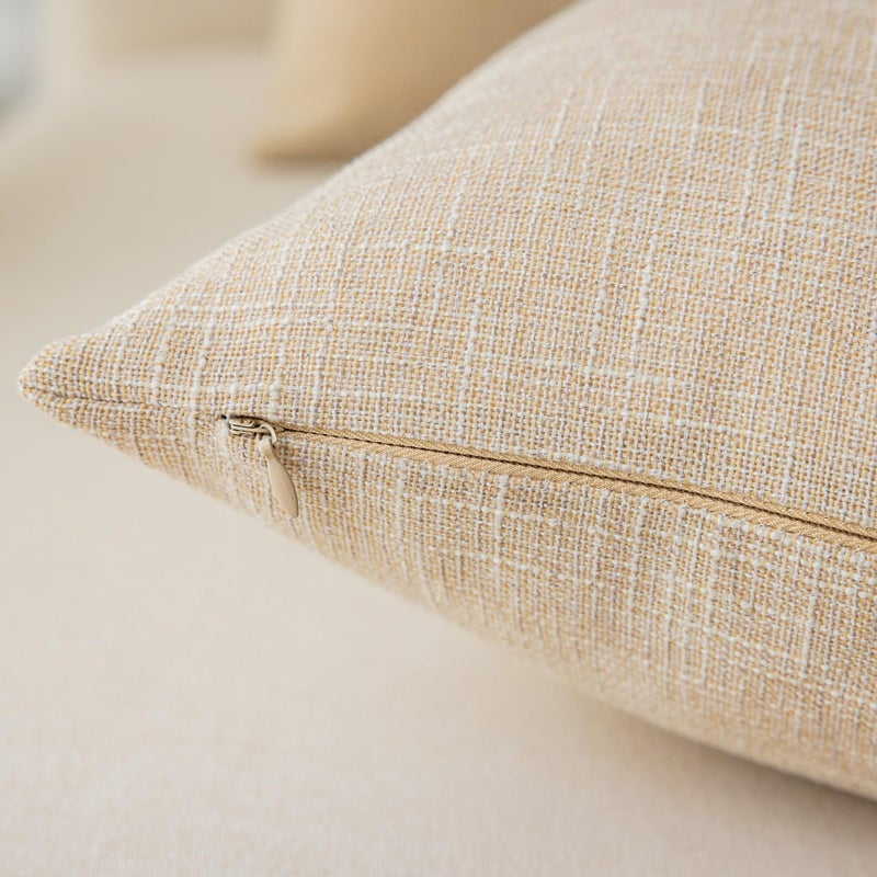 K KEVIN TEXTILE Kevin Textile Textural Faux Linen Throw Pillow Covers Shams for Couch  Farmhouse Cushion Case Invisible Zipper  18 x 18-Inch (2 Pcs  Cream Beige)  - Image 2