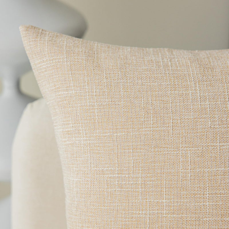K KEVIN TEXTILE Kevin Textile Textural Faux Linen Throw Pillow Covers Shams for Couch  Farmhouse Cushion Case Invisible Zipper  18 x 18-Inch (2 Pcs  Cream Beige)  - Image 3