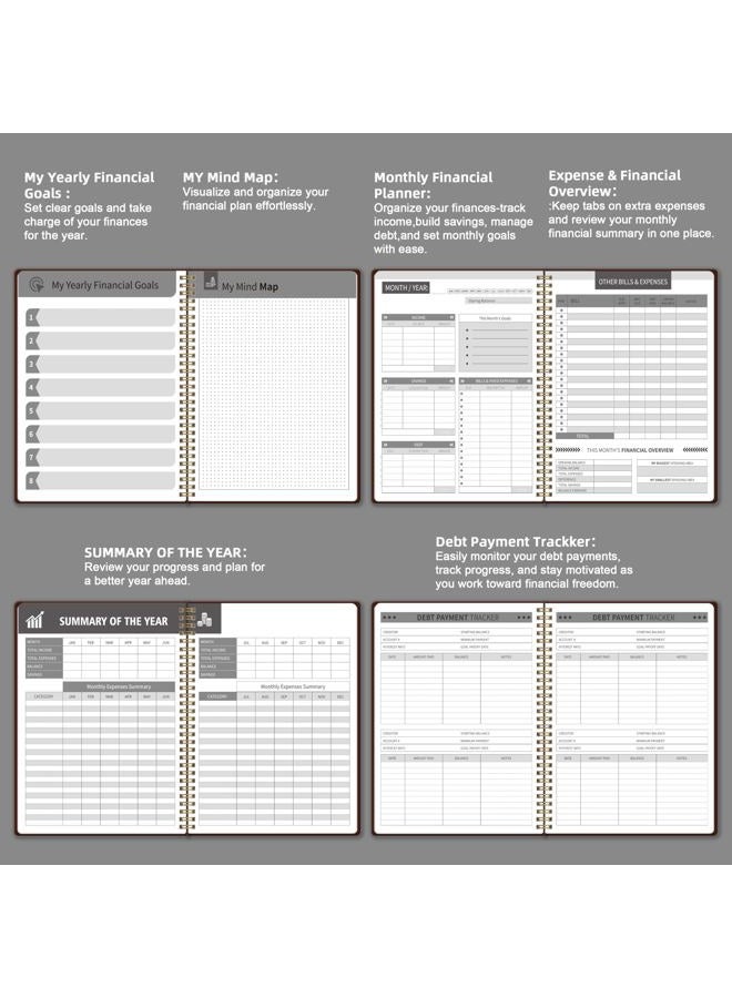 Kamoy Undated Monthly Bill Payment - 48-Month Undated Financial Organizer with Income Tracker, Savings & Debt Management, Yearly Goals, Expense Tracking 8.7×10.6 In, Brown - Image 5