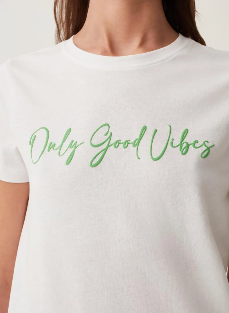 Ovs Cotton T-shirt with printed lettering