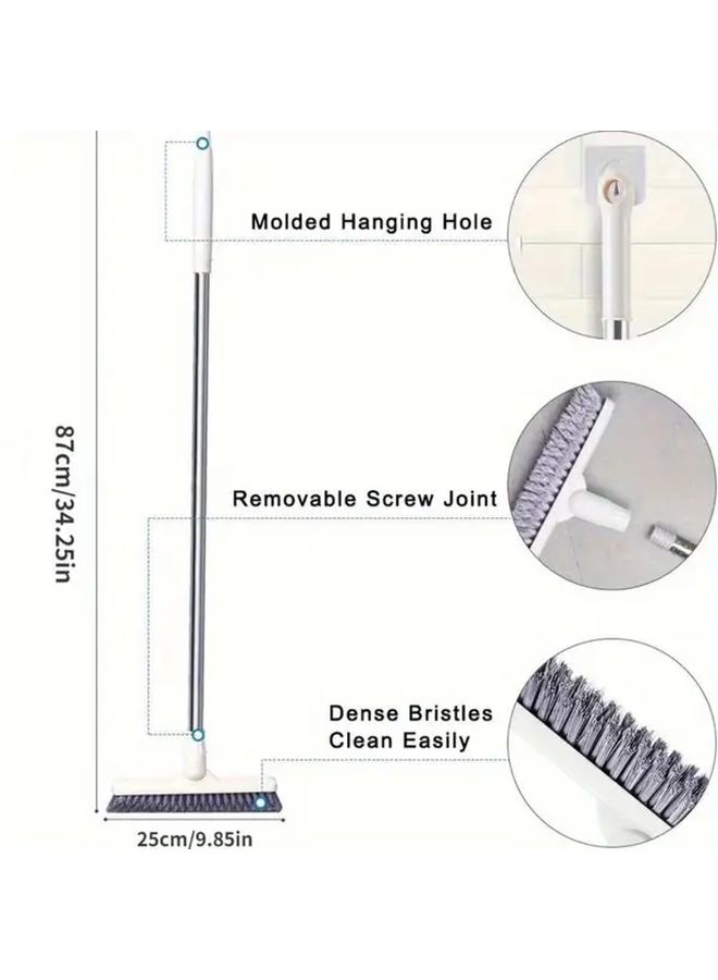 1pc Heavy Duty Metal Long Handle Bathroom Floor Tile Scrub Brush With Hard Bristles White For Shower Bathtub Toilet Floor Cleaning Commercial Residential Use - Image 5