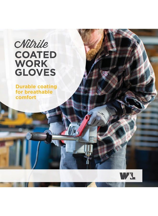 Wells Lamont 10-Pair Pack Nitrile Work Gloves | Lightweight, Abrasion Resistant, Blue/Grey | Large (580LU) - Image 2