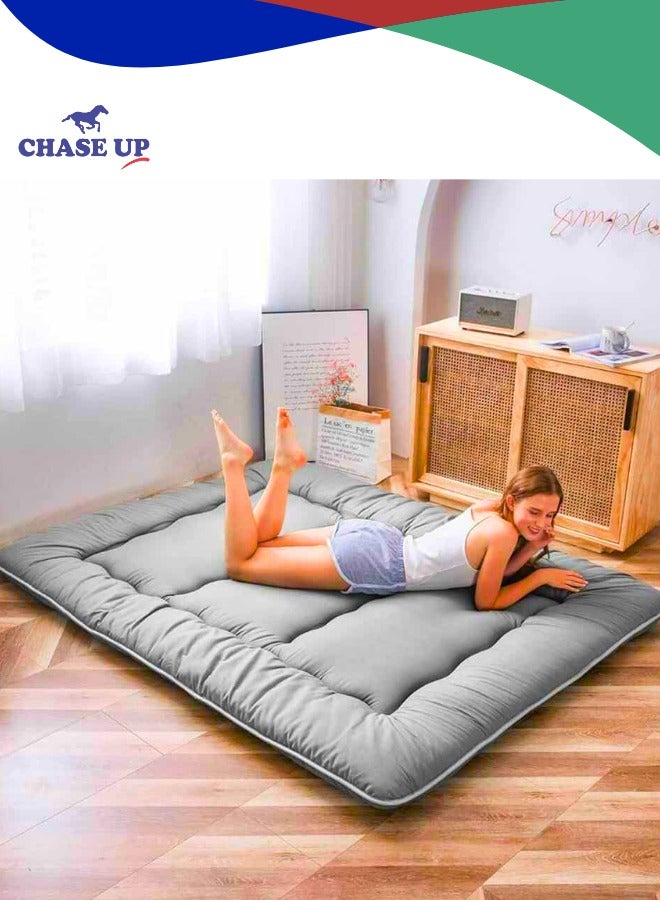 Chase Up Japanese Floor Mattress,Thicken Japanese Floor Sleeping Pad Foldable,Roll Up Tatami Mat Easy to Store and Portable,Futon Mattress Suitable for Camping and Guest Room (Light Gray, Twin (80" x 36") - Image 1