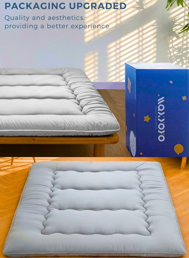 Chase Up Japanese Floor Mattress,Thicken Japanese Floor Sleeping Pad Foldable,Roll Up Tatami Mat Easy to Store and Portable,Futon Mattress Suitable for Camping and Guest Room (Light Gray, Twin (80" x 36") - Image 2