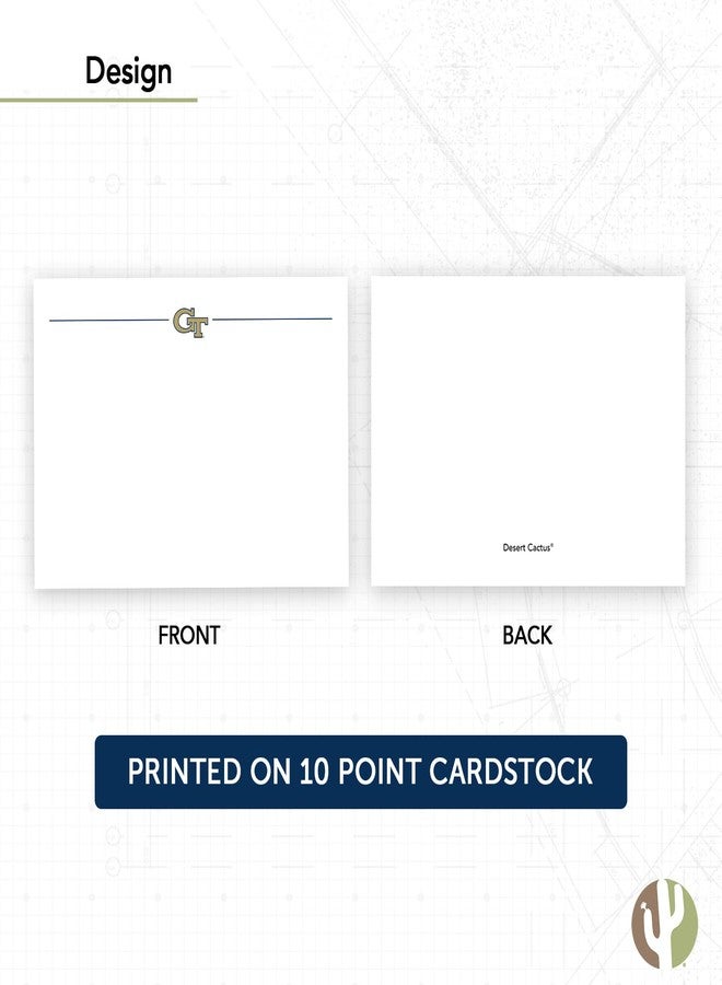 Desert Cactus Georgia Tech 10 Pack Notecards Stationery Cardstock Yellow Jackets GT Institute of Technology Includes Envelopes Memo Party Thank You (Notecard 1a) - Image 4