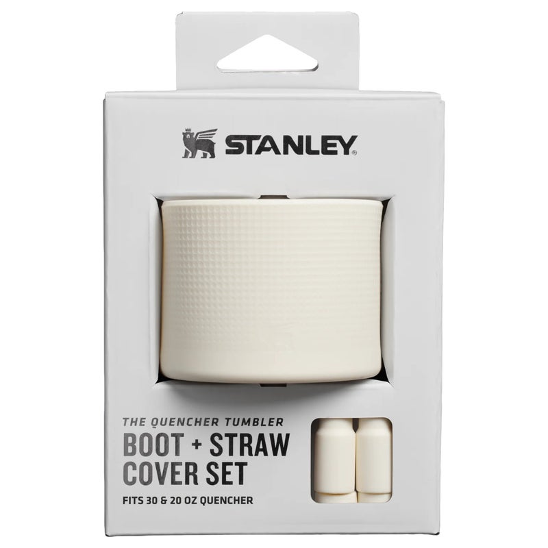 Stanley 20oz/30oz Stanley Quencher Boot + Straw Topper Silicone Protective Sleeve & Straw Cover – Cream - Image 1