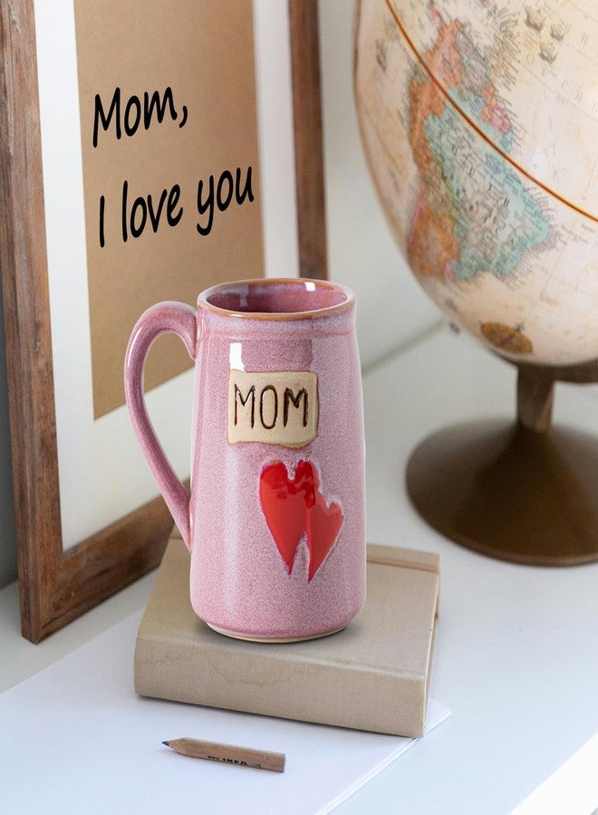 GABROC Mom Mug Cup for Mother Day,Birthdya,Christmas Gifts Pink coffee Mug Larege Tea Cup for Mom Gift Hand-Engraved Double Hearts and Mum - Novelty Coffee Mugs (Pink) - Image 5