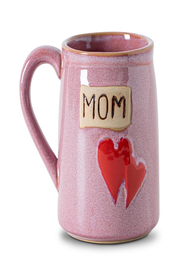 GABROC Mom Mug Cup for Mother Day,Birthdya,Christmas Gifts Pink coffee Mug Larege Tea Cup for Mom Gift Hand-Engraved Double Hearts and Mum - Novelty Coffee Mugs (Pink) - Image 1