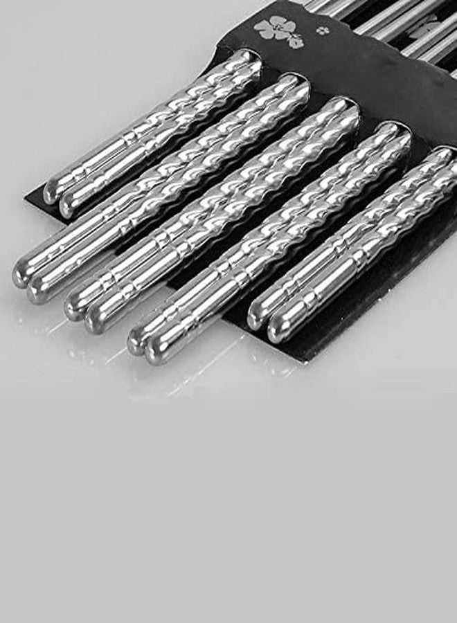 PALIWAL CREATION 10 Pairs Reusable Metal Stainless Steel Chopsticks Dishwasher Safe Lightweight Easy to Use Metal Chop Stick Utensils - Image 5