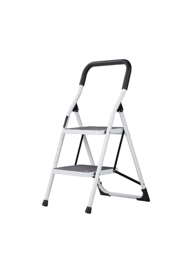 Epsilon 2-Step Steel Ladder with Wide Flat Platform – Foldable Anti-Slip Step Ladder with Self-Locking Clip, 150kg Capacity, Easy Storage for Home & Apartment Use - Image 3
