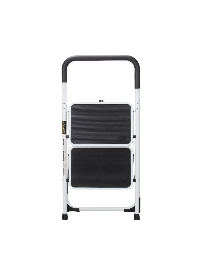 Epsilon 2-Step Steel Ladder with Wide Flat Platform – Foldable Anti-Slip Step Ladder with Self-Locking Clip, 150kg Capacity, Easy Storage for Home & Apartment Use - Image 1