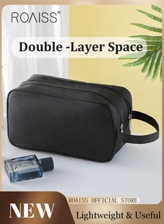 Double Toiletry Case, Black - Double Sided Beauty Pouch