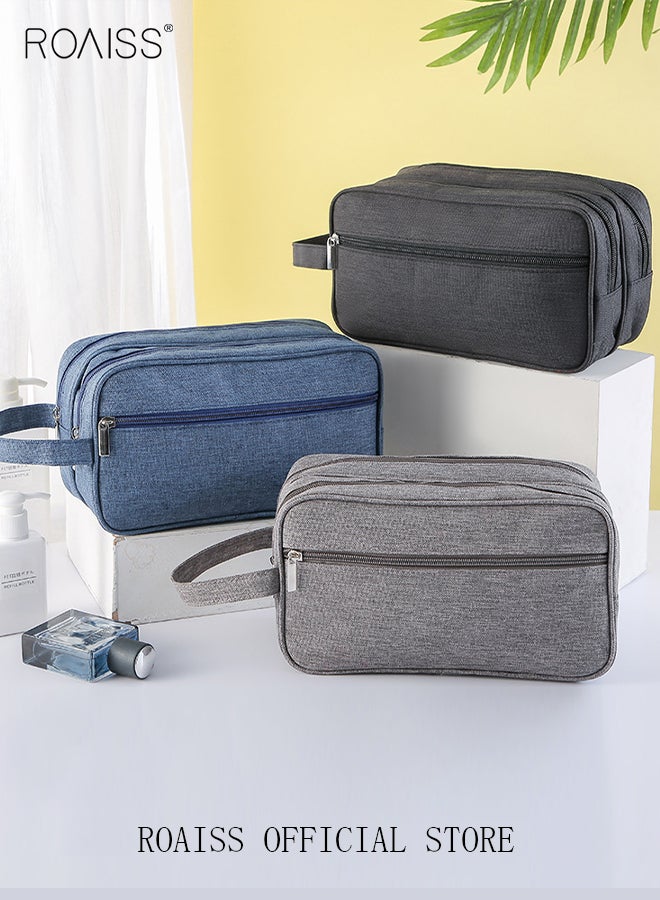 رويس حقيبة العناية الشخصية ذات طبقتين للرجال بمقبض جانبي وقفل يدوي مصنوعة من نايلون 600D لتخزين مستلزمات الحمام والحلاقة الخاصة بالرجال أثناء السفر. حقيبة العناية الشخصية المخصصة للرجال أثناء السفر - Image 5