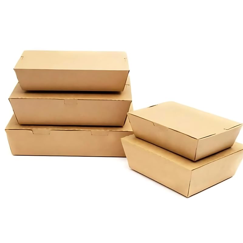 VELEXE Brown Kraft Paper Food Box - Pack of 50 (250ml, 11x9x4 CM) | Eco-Friendly Takeaway Containers | Biodegradable & Disposable Food Containers for Meal, Party Catering, Takeout, and Delivery - Image 1