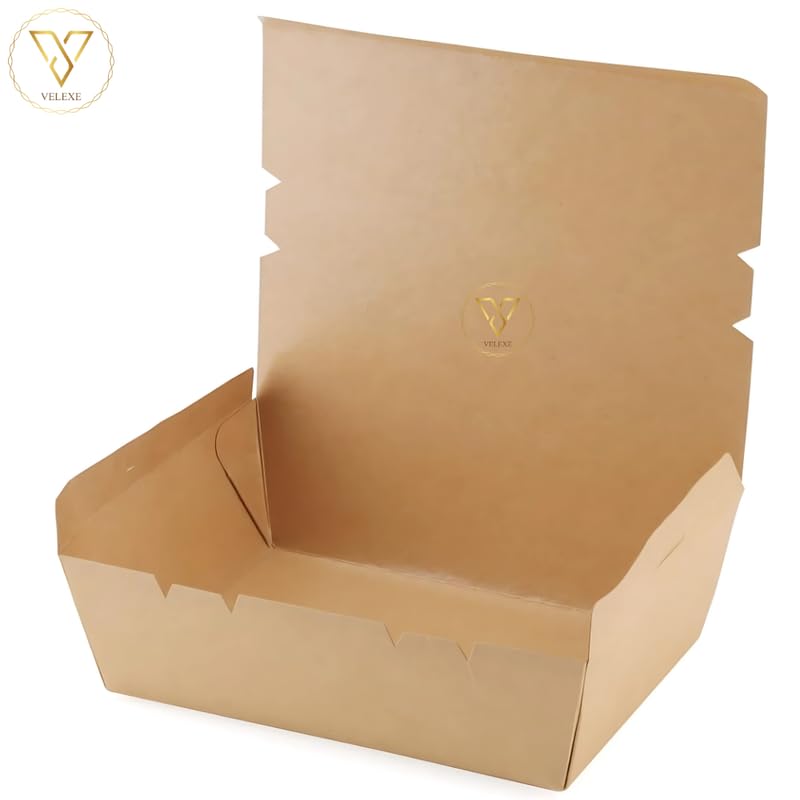 VELEXE Brown Kraft Paper Food Box - Pack of 50 (250ml, 11x9x4 CM) | Eco-Friendly Takeaway Containers | Biodegradable & Disposable Food Containers for Meal, Party Catering, Takeout, and Delivery - Image 3