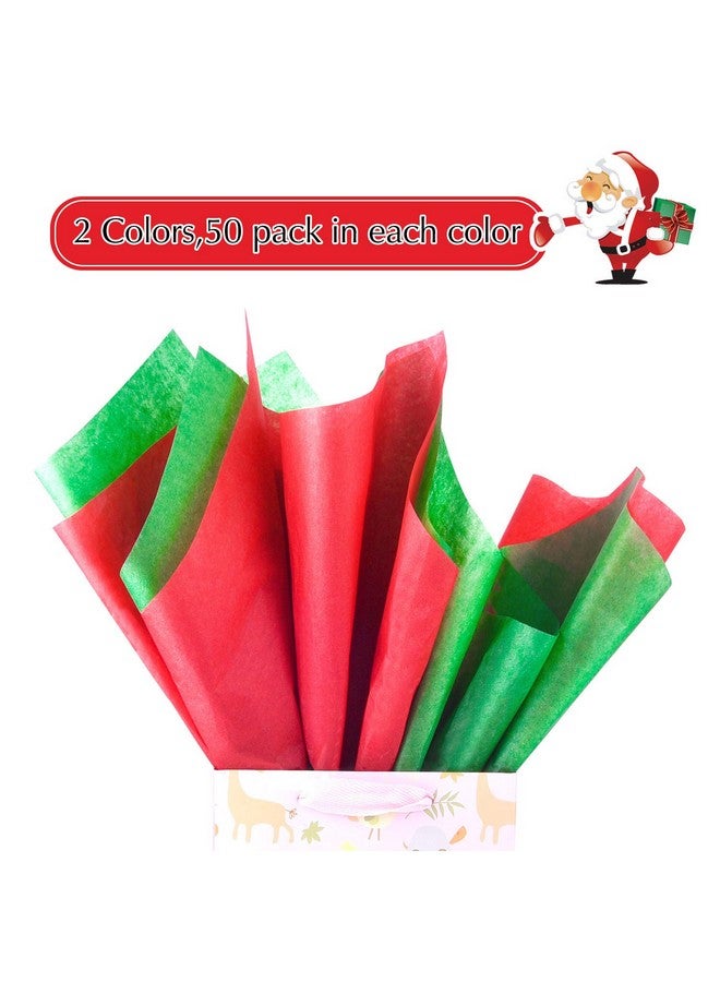 FEPITO 100 Sheets Christmas Tissue Paper Red And Green Gift Wrapping Paper For Xmas Wrapping Presents, Diy Crafts Supplies(14 X 20 Inch) - Image 3