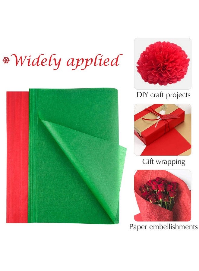 FEPITO 100 Sheets Christmas Tissue Paper Red And Green Gift Wrapping Paper For Xmas Wrapping Presents, Diy Crafts Supplies(14 X 20 Inch) - Image 4