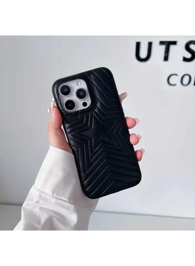 Temu Creative phone case with raised lines and stars design for iPhone 14 Pro, full protection against drops, fashionable cover, high-quality materials