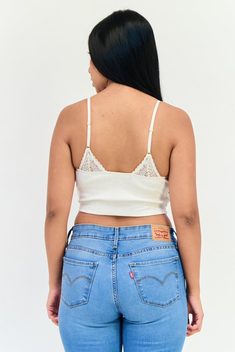Aerie Women V Neck Sleeveless Solid Tank Top, Off White  - Image 3