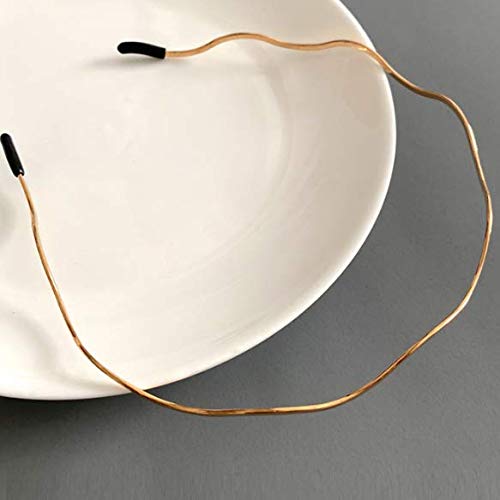 Aeyistry Retro Simplicity Metal Big Wave Line Hair Hoop Wavy Headbands Gold Metal Hair Accessories Multi-Use Headbands Bandeau Fashion Headband - Image 2