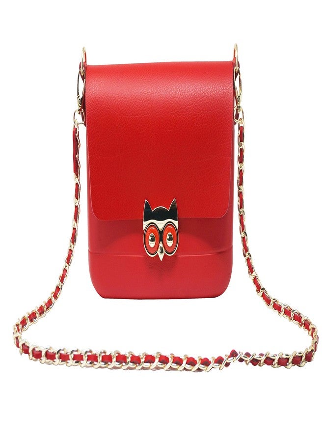 doubleu Ladies Hand Bag - LULU Owl Bag - Red + Red - Image 1