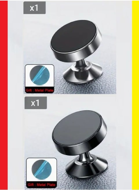 Magnetic Car Phone Holder 2 pc Rotating View Magnetic Phone Mount Magnets Cell Phone Holder for Most Smartphones Universal Stick Dashboard and Tablets