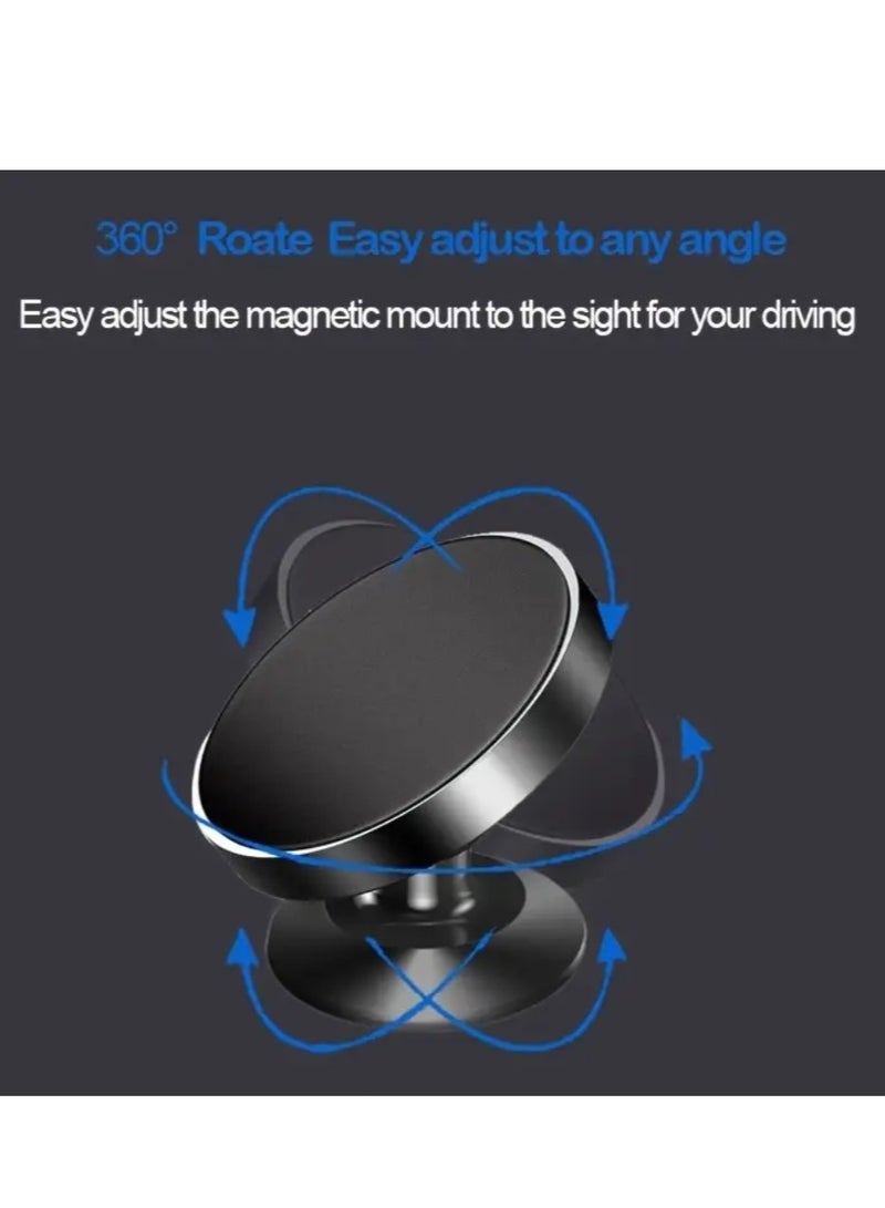 Magnetic Car Phone Holder 2 pc Rotating View Magnetic Phone Mount Magnets Cell Phone Holder for Most Smartphones Universal Stick Dashboard and Tablets