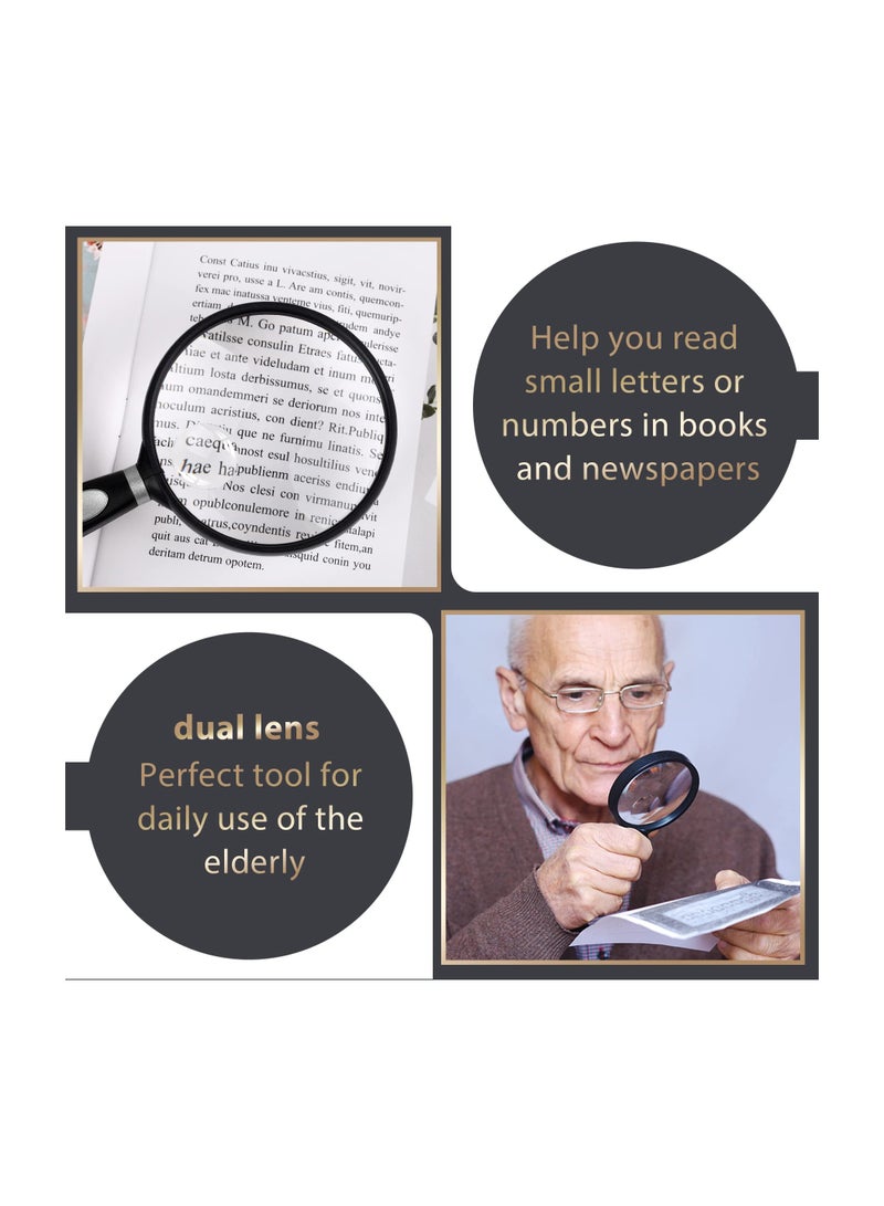 10X 30X Handheld Magnifier with Shatterproof Lens Safe Non-Slip Soft Grip Ideal for Seniors Kids Insect Observation Nature Exploration Silver - Image 2