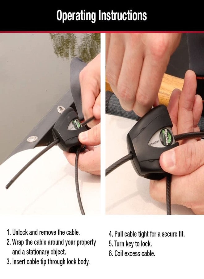 Master Lock Black Python Steel Cable Lock with Keys, Heavy Duty Anti-Theft Trail Camera and Kayak Locking Cable, 2 Pack, 8417T - Image 5