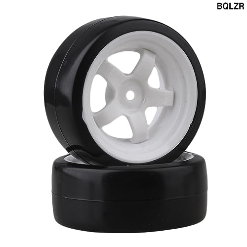 BQLZR 5 Spoke White Wheel Rim & Tyre Tires White+Black for RC 1:10 Drift Car & On Road Car Pack Of 4 - Image 2
