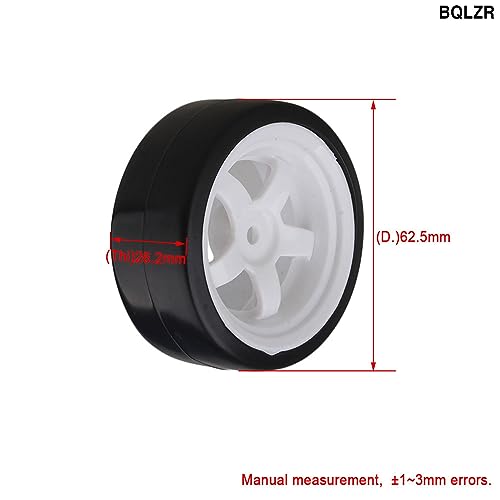 BQLZR 5 Spoke White Wheel Rim & Tyre Tires White+Black for RC 1:10 Drift Car & On Road Car Pack Of 4 - Image 4