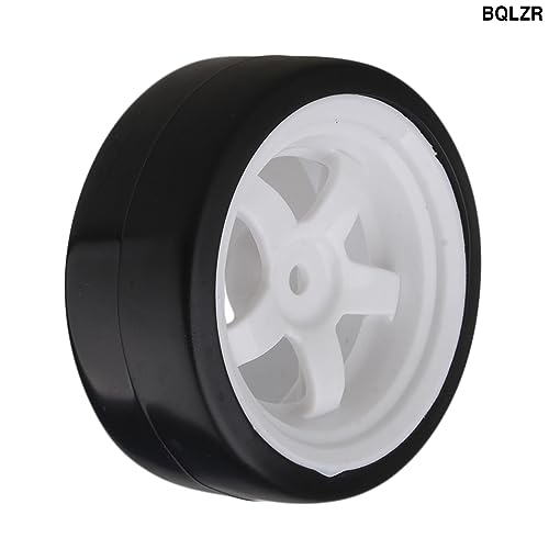 BQLZR 5 Spoke White Wheel Rim & Tyre Tires White+Black for RC 1:10 Drift Car & On Road Car Pack Of 4 - Image 3