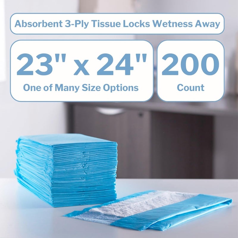 McKesson Underpads Disposable Bed Pads 23" x 24" [200 Count], Heavy Absorbency, 3-Ply Tissue Incontinence Chux for Adults, Elderly, and Baby, Pee Pads - Image 2