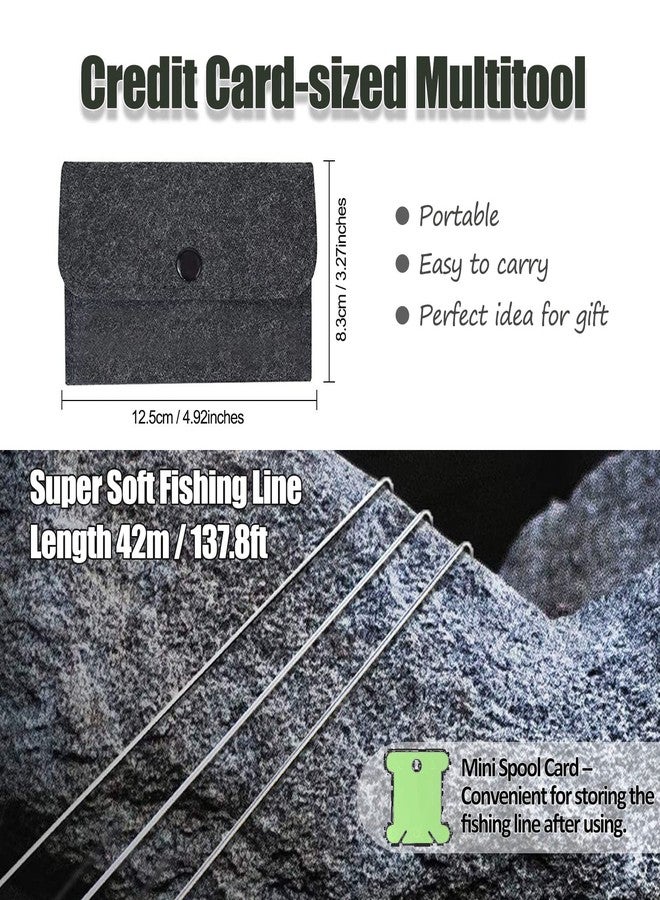 Hukado 9PCS Survival Card Multitool Camping Kit with Fishing Line Gear, Multipurpose Credit Card Wallet Portable Survival Tool with Felt Bag for Outdoor Fishing Hiking Hunting - Image 3