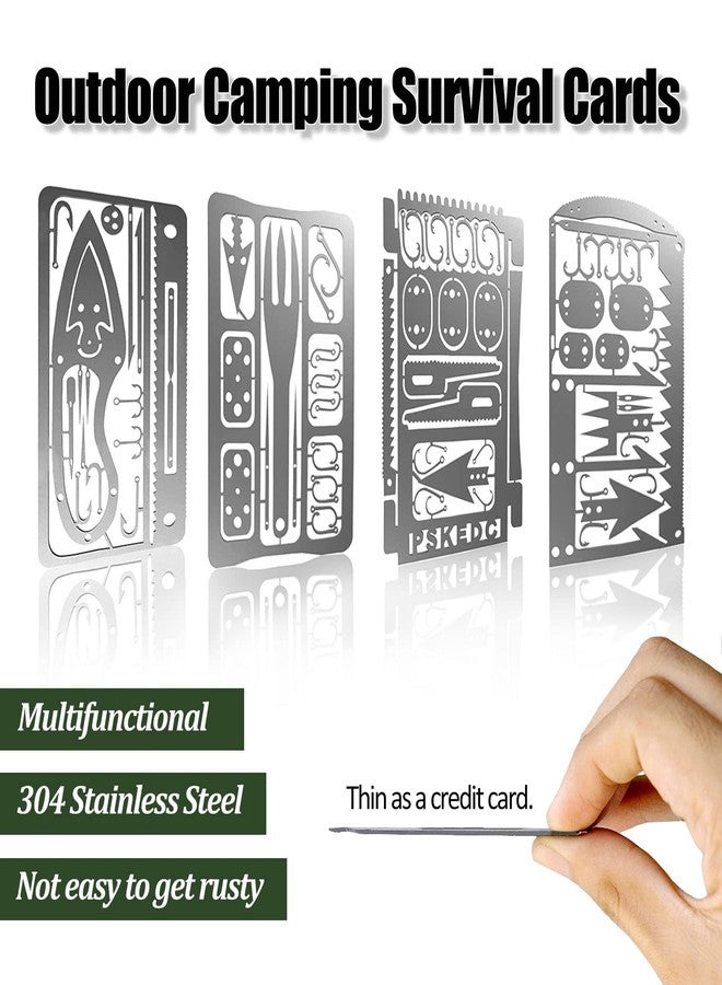 Hukado 9PCS Survival Card Multitool Camping Kit with Fishing Line Gear, Multipurpose Credit Card Wallet Portable Survival Tool with Felt Bag for Outdoor Fishing Hiking Hunting - Image 2