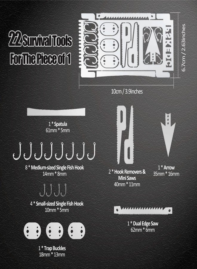 Hukado 9PCS Survival Card Multitool Camping Kit with Fishing Line Gear, Multipurpose Credit Card Wallet Portable Survival Tool with Felt Bag for Outdoor Fishing Hiking Hunting - Image 4
