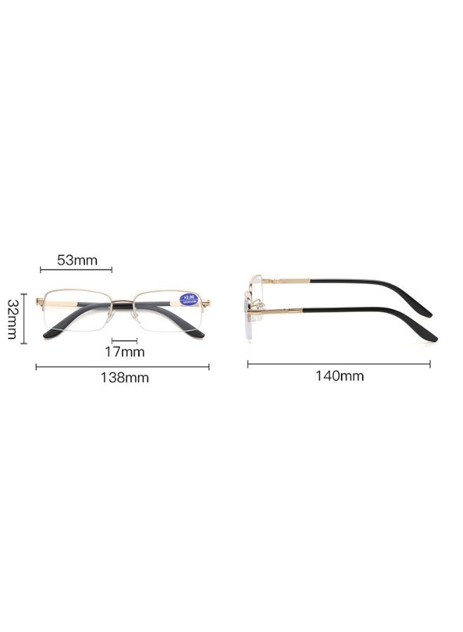 بوما للبصريات نظارات قراءة بدون إطار للرجال والنساء +3.00 تكبير - إطار معدني خفيف الوزن، وعدسات مضادة للضوء الأزرق، وتصميم أنيق بنصف حافة لتخفيف إجهاد العين ورؤية واضحة  - Image 3