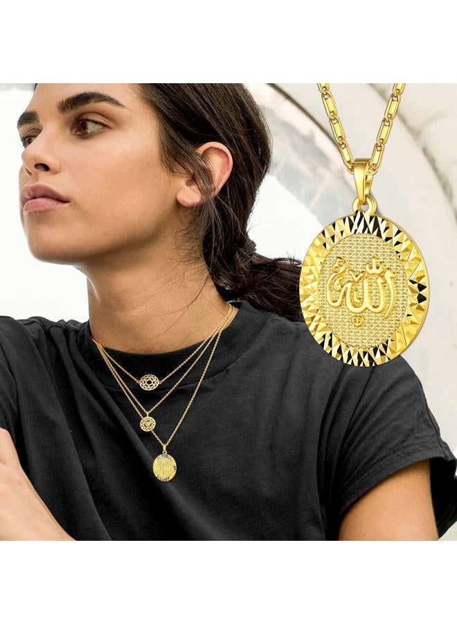 U7 Allah Pendant Necklace with Chain Platinum / 18K Gold Plated Muslim Jewelry Islamic Pendant, Medium, Copper, No Gemstone - Image 2