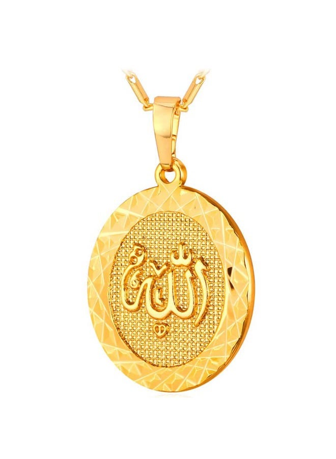 U7 Allah Pendant Necklace with Chain Platinum / 18K Gold Plated Muslim Jewelry Islamic Pendant, Medium, Copper, No Gemstone - Image 1
