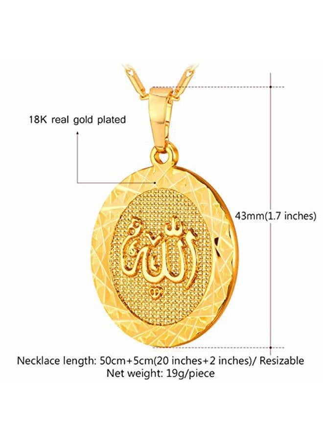 U7 Allah Pendant Necklace with Chain Platinum / 18K Gold Plated Muslim Jewelry Islamic Pendant, Medium, Copper, No Gemstone - Image 4