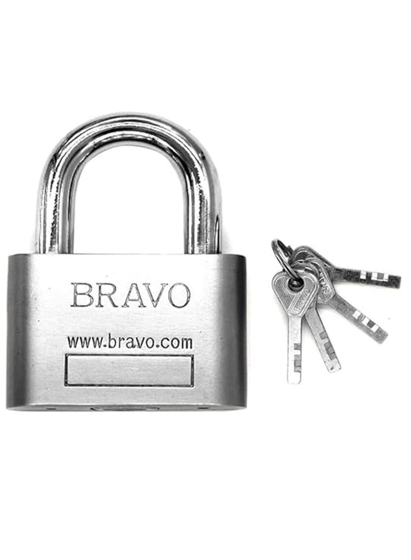 Bravo Security Lock for Warehouses and Motorcycles, 30 mm, Set of 4 Keys and 1 Lock, Silver - Image 1