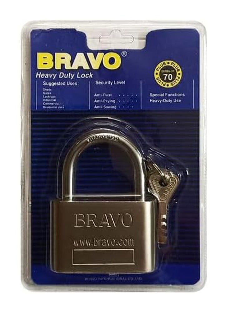 Bravo Security Lock for Warehouses and Motorcycles, 30 mm, Set of 4 Keys and 1 Lock, Silver - Image 2